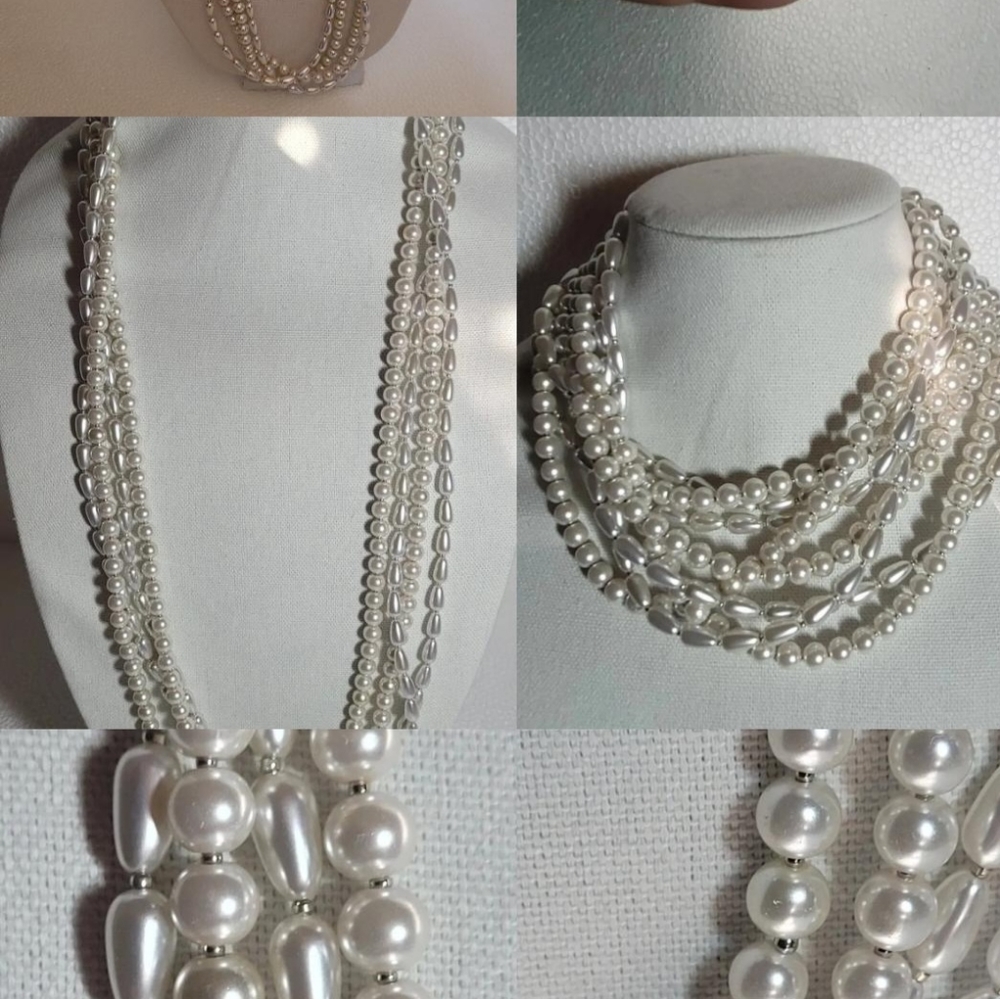 4 strings glass pearls necklace